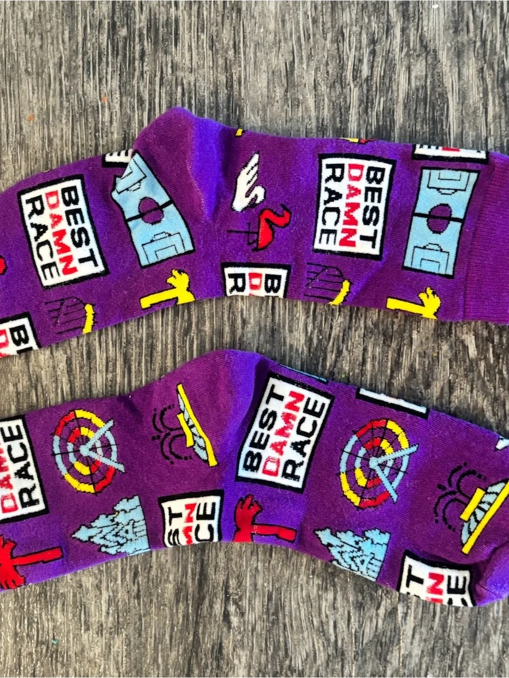 Purple Novelty 'Best Damn Race' Socks - Men's Fun Athletic Crew